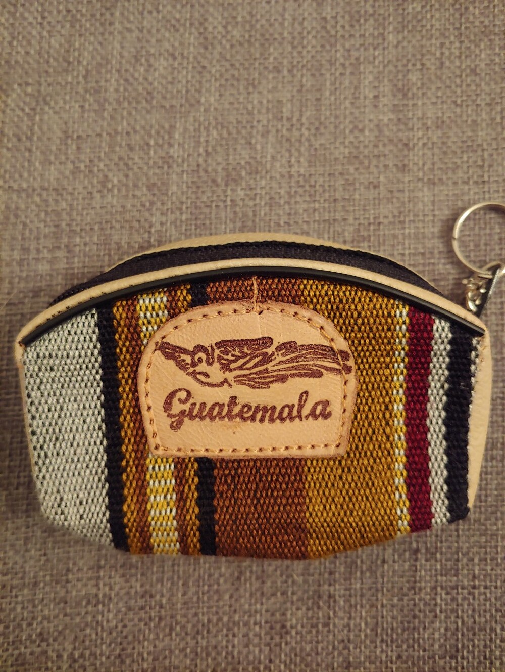 Guatemala Embroidered Stripe Coin Pouch - Mustard & Multicolor